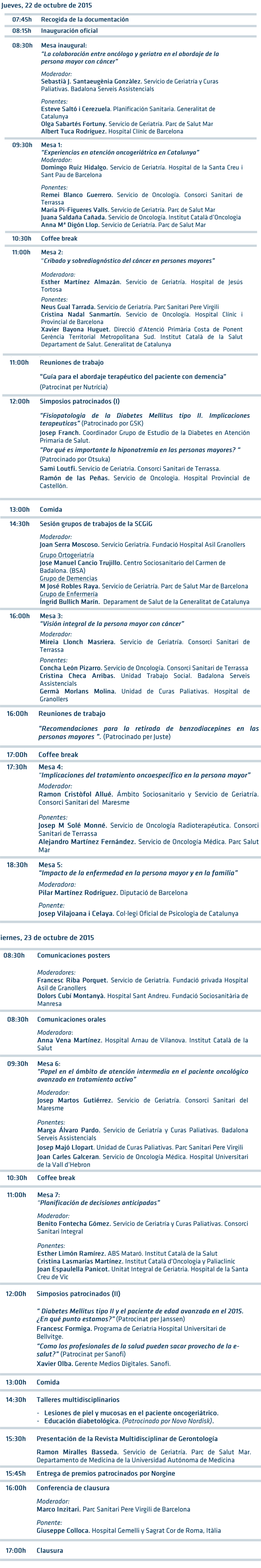 geriatricarea programa Congreso de la Sociedad Catalana de Geriatría y Gerontología